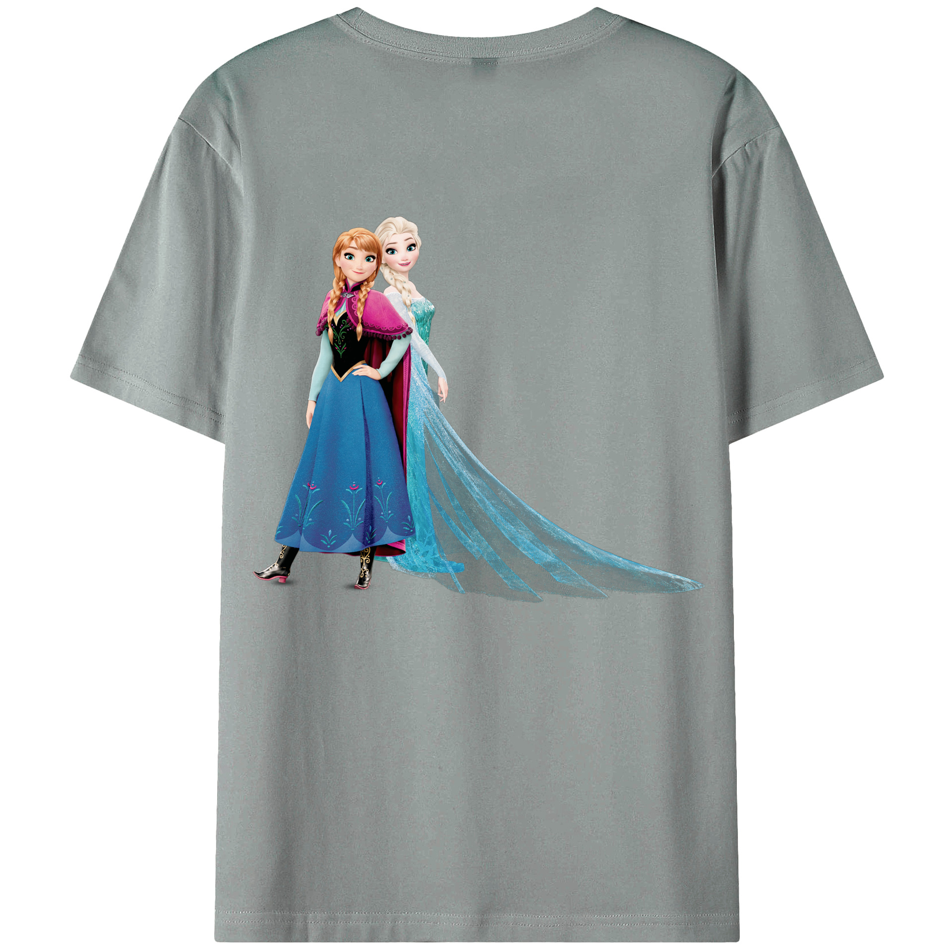 （画像用） アナと雪の女王 アンナ エルサ Frozen Anna Elsa 綿100％ メンズ半袖Tシャツ（バックプリント） 通気性